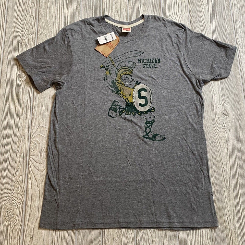 Homage Michigan State Spartans Throwback Logo Tee Men’s L Gray Soft Made in USA